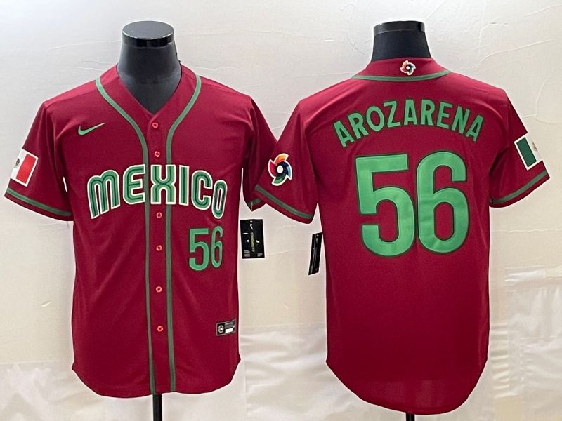 Men 2023 World Cub Mexico #56 Arozarena Red Nike MLB Jersey18